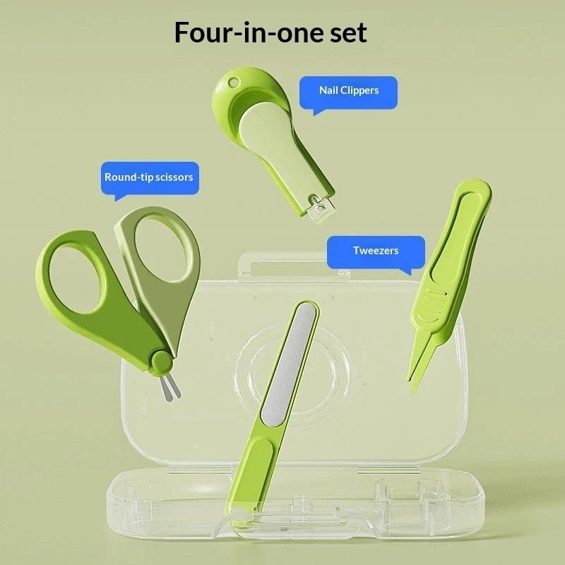 Baby Products Kit Set - ชุดกรรไกรตัดเล็บเด็กแบบพกพา 4 ชิ้น พร้อมกล่อง ชุดดูแลเล็บสำหรับเด็กแรกเกิด