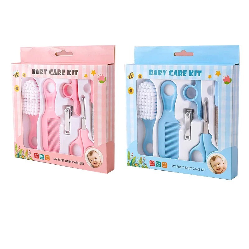 Baby Products Kit Set - 6 ชิ้น/เซ็ต ชุดผลิตภัณฑ์ดูแลทำความสะอาดสำหรับเด็กสำหรับเล็บและผม รวมถึงแปรงเสริมสวย หวี และชุดกรรไกรตัดเล็บสำหรับใช้ในบ้าน