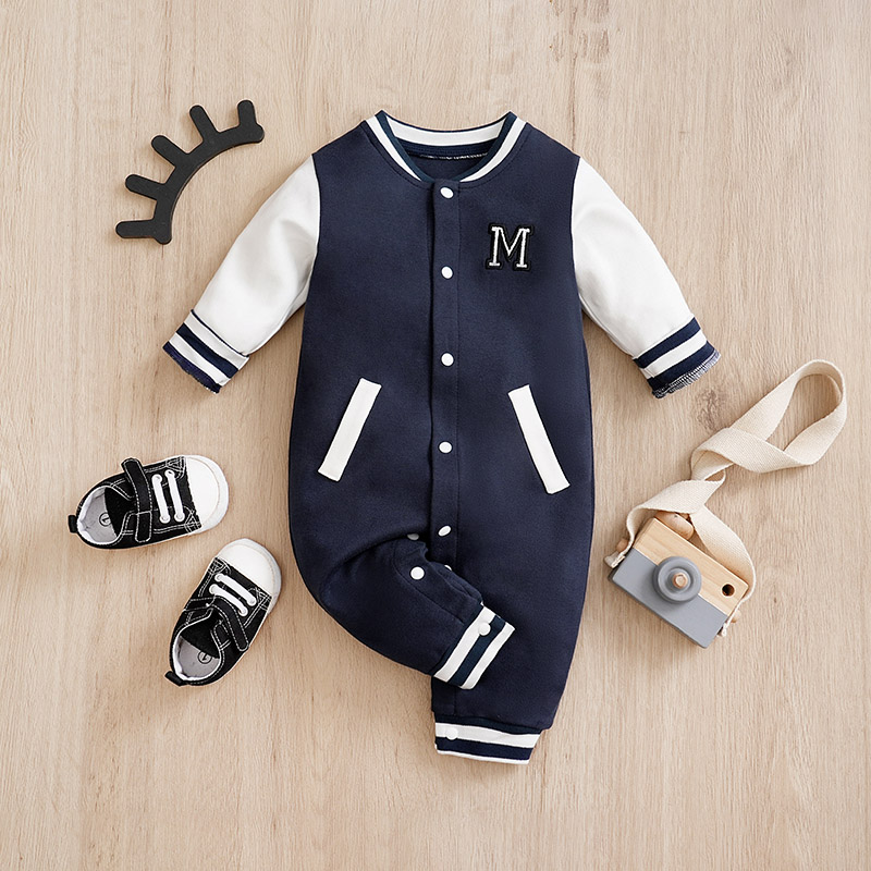 Baby Products On Sale - จั๊มสูทชุดเบสบอลทารกแรกเกิดสำหรับฤดูใบไม้ผลิและฤดูใบไม้ร่วง0-18เดือนชุดชั้นนอกของเด็กผู้ชายชุดลูกหมีผ้าคอตตอนปักสำหรับเด็กก่อนวัยเรียน