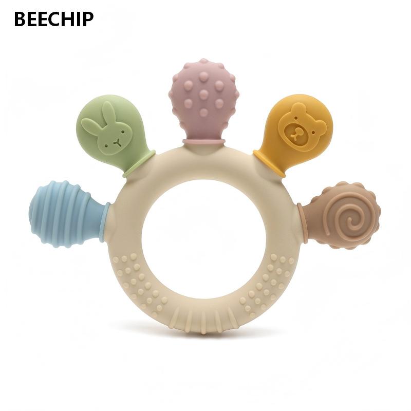Baby Products Best - ยางกัดซิลิโคนหลากสีแบบใหม่สำหรับเด็ก 0-12 เดือน ของเล่นกัดแทะ บรรเทาอาการปวดฟัน ช่วยพักผ่อน
