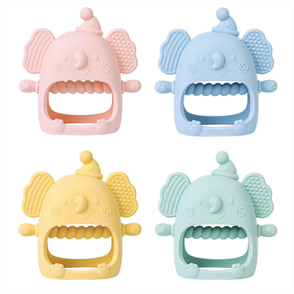 Baby Products You Need - 1PCซิลิโคนTeetherของเล่นเด็กการ์ตูนช้างTeether Mitten Teetherสําหรับดูดความต้องการBPAฟรีเนื้อนุ่มTeetherของเล่น